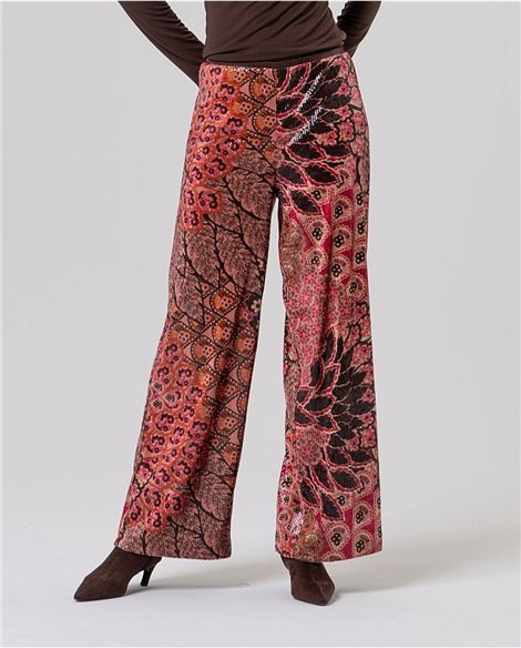 SURKANA Pantalón recto y holgado de lentejuelas floral