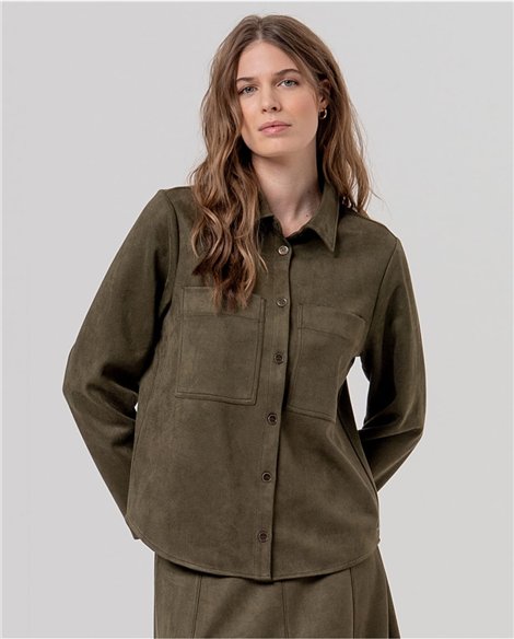 SURKANA Sobrecamisa verde militar efecto antelina
