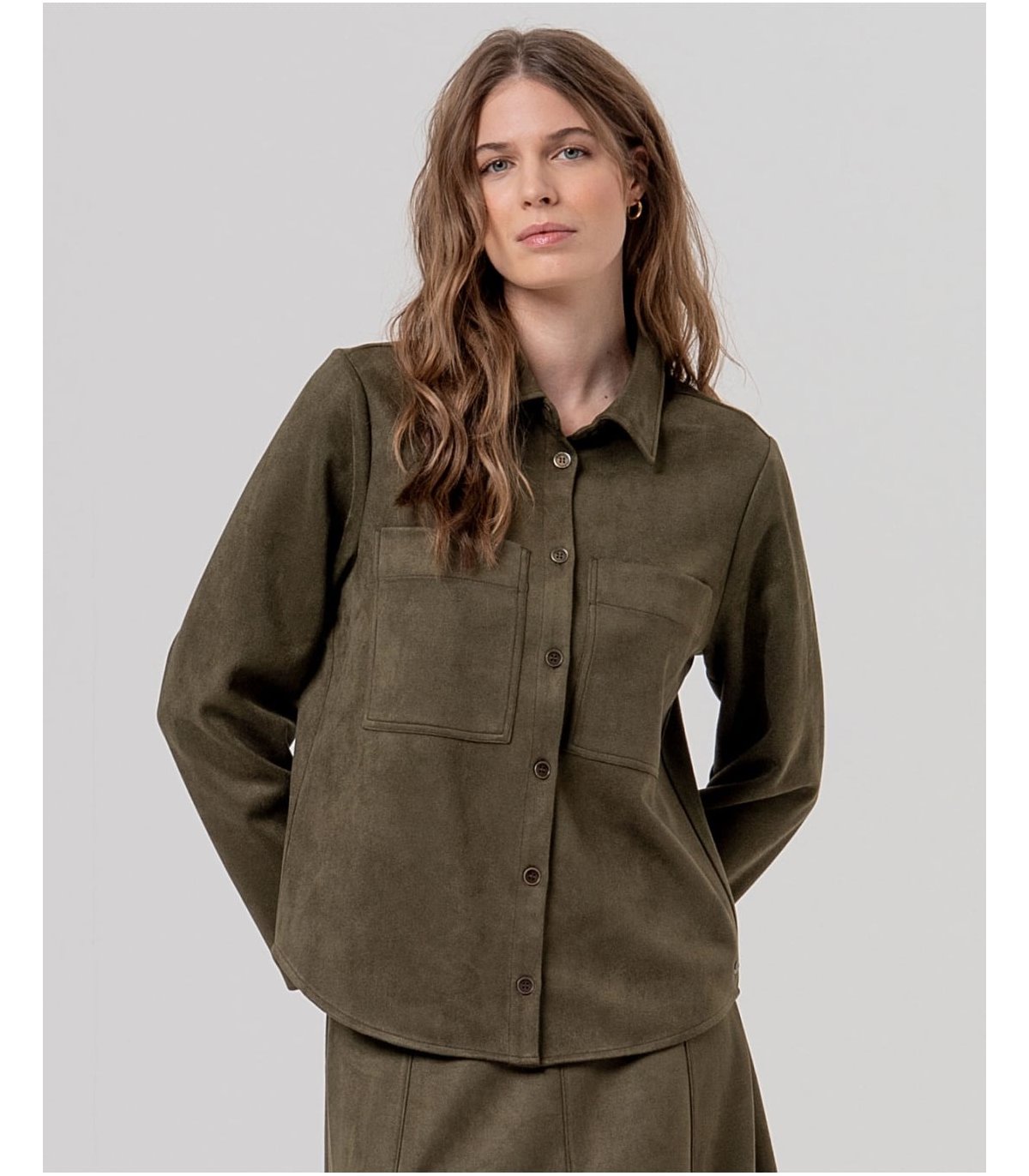 SURKANA Sobrecamisa verde militar efecto antelina
