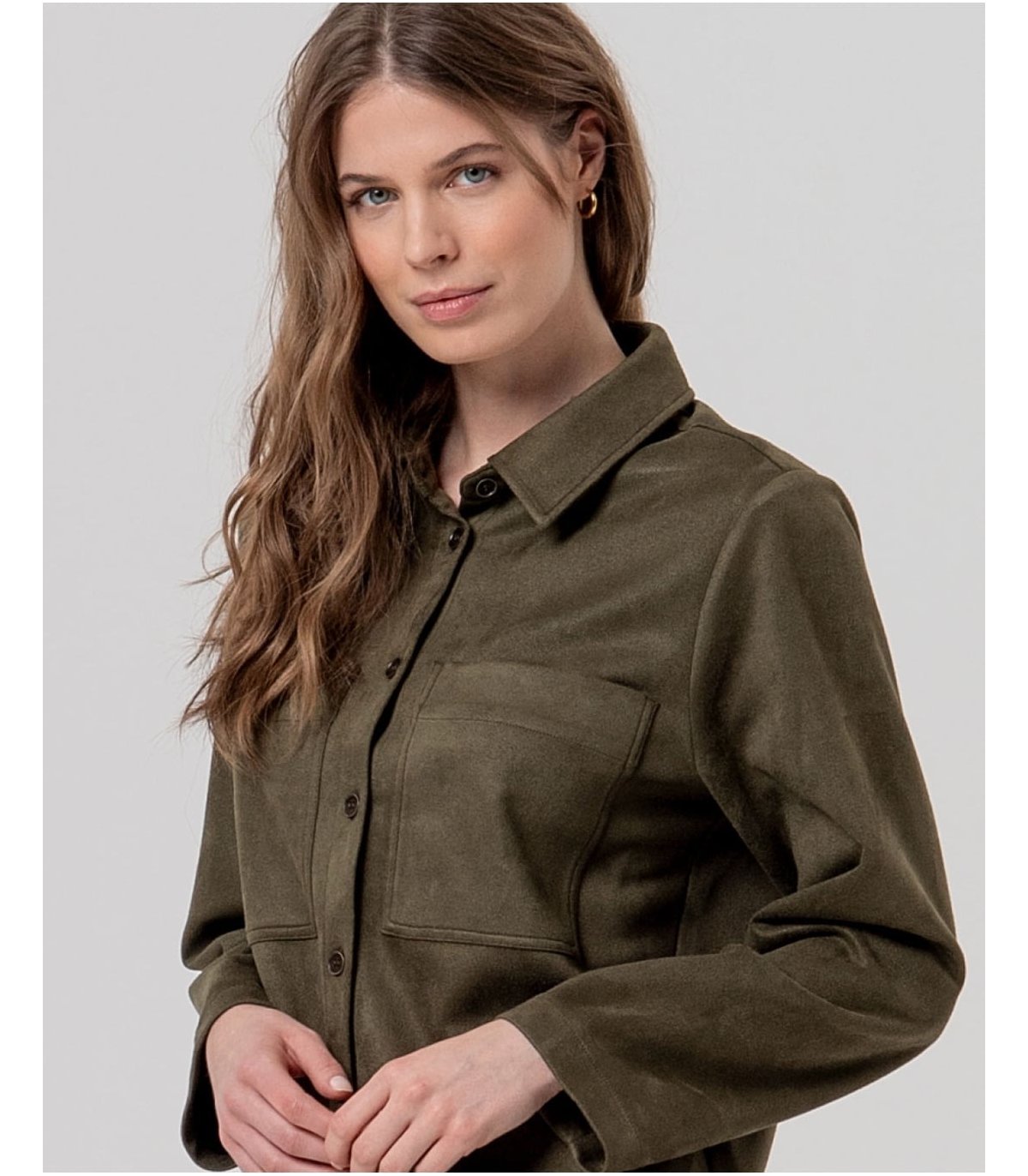 SURKANA Sobrecamisa verde militar efecto antelina