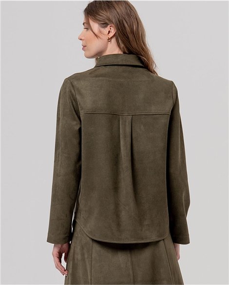 SURKANA Sobrecamisa verde militar efecto antelina