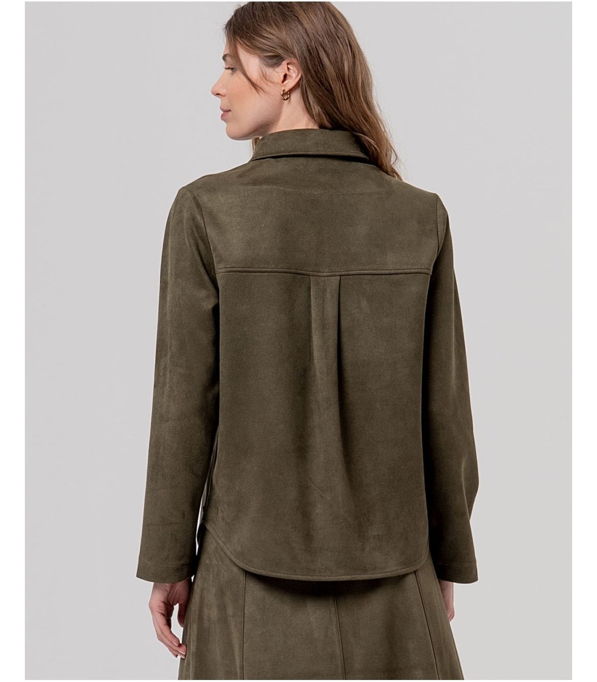 SURKANA Sobrecamisa verde militar efecto antelina
