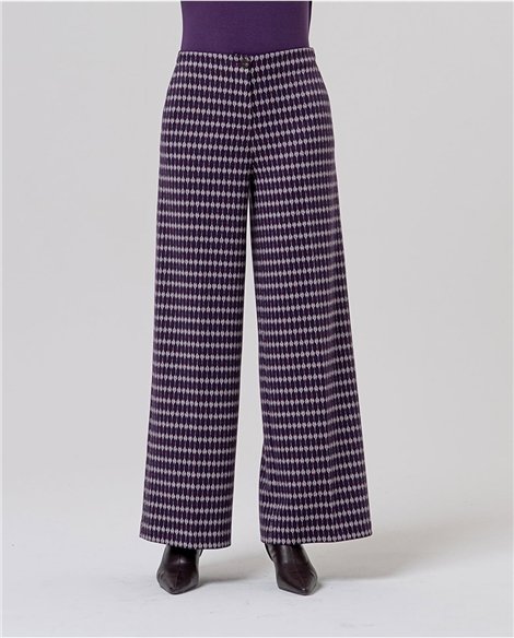 SURKANA Pantalón ancho color morado estampado jacquard
