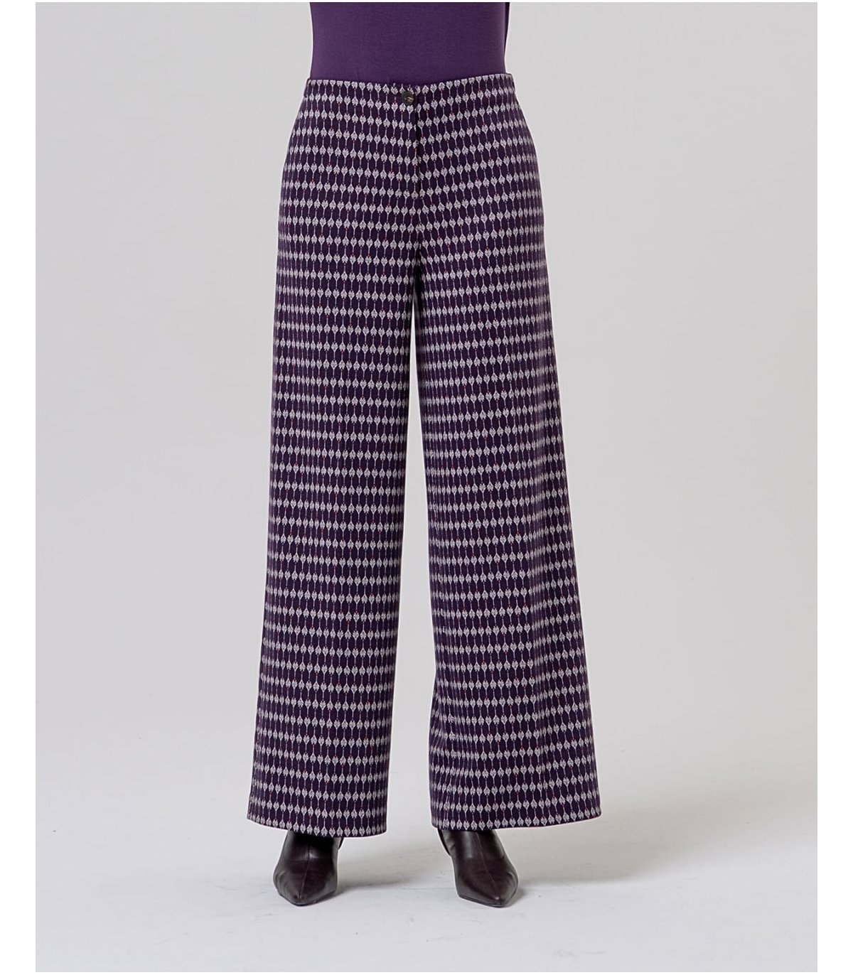 SURKANA Pantalón ancho color morado estampado jacquard
