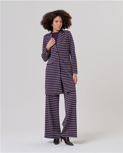 SURKANA Pantalón ancho color morado estampado jacquard