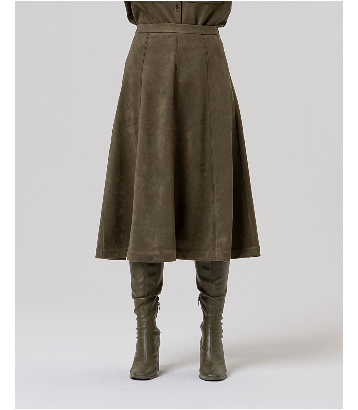 SURKANA Falda midi capeada kaki efecto antelina