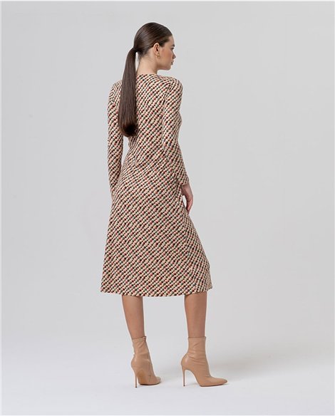 SURKANA Vestido largo crudo con estampado geométrico