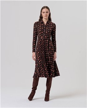 SURKANA Vestido camisero plisado estampado retro