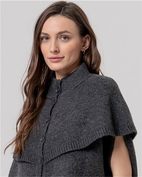 SURKANA Capa de punto abotonada con cuello alto