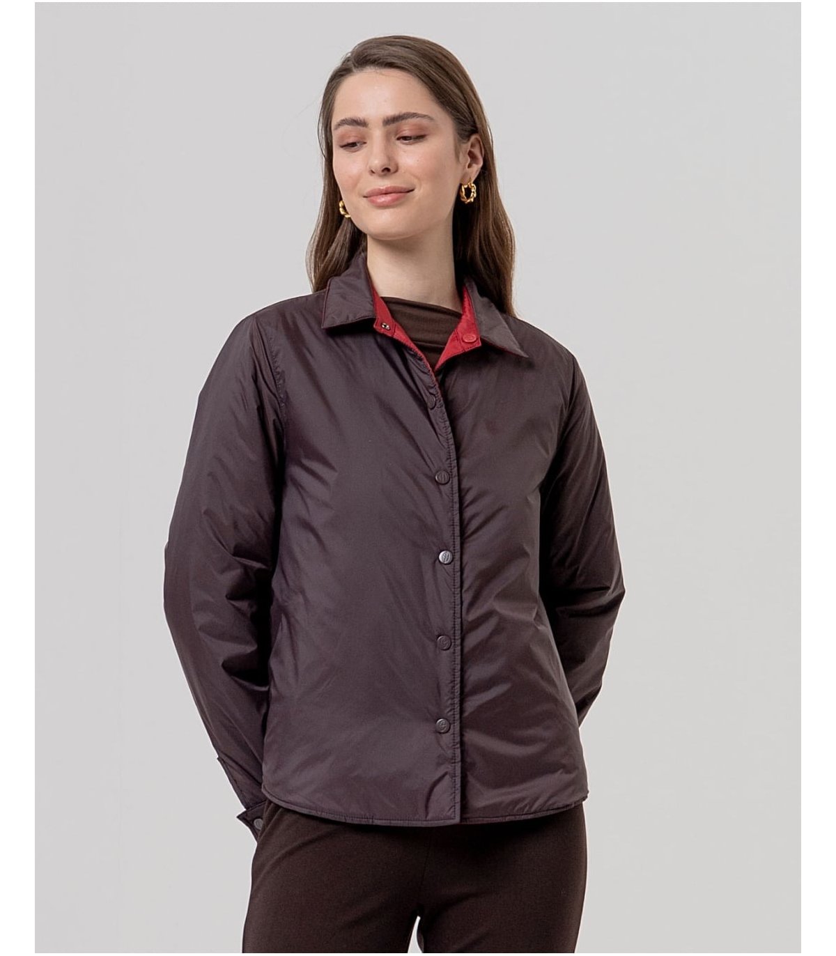 SURKANA Chaqueta ligera acolchada reversible burdeos-chocolate