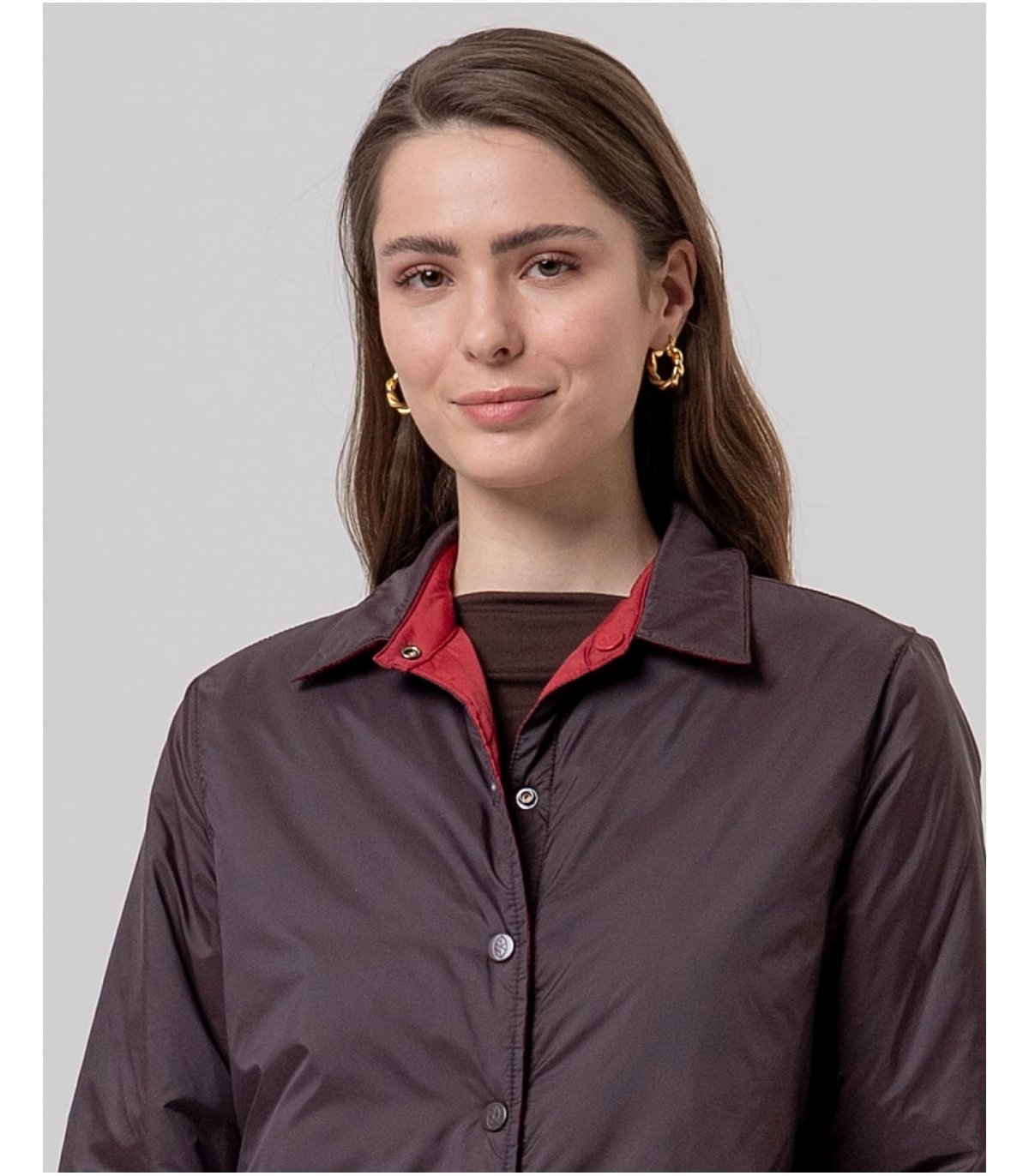 SURKANA Chaqueta ligera acolchada reversible burdeos-chocolate