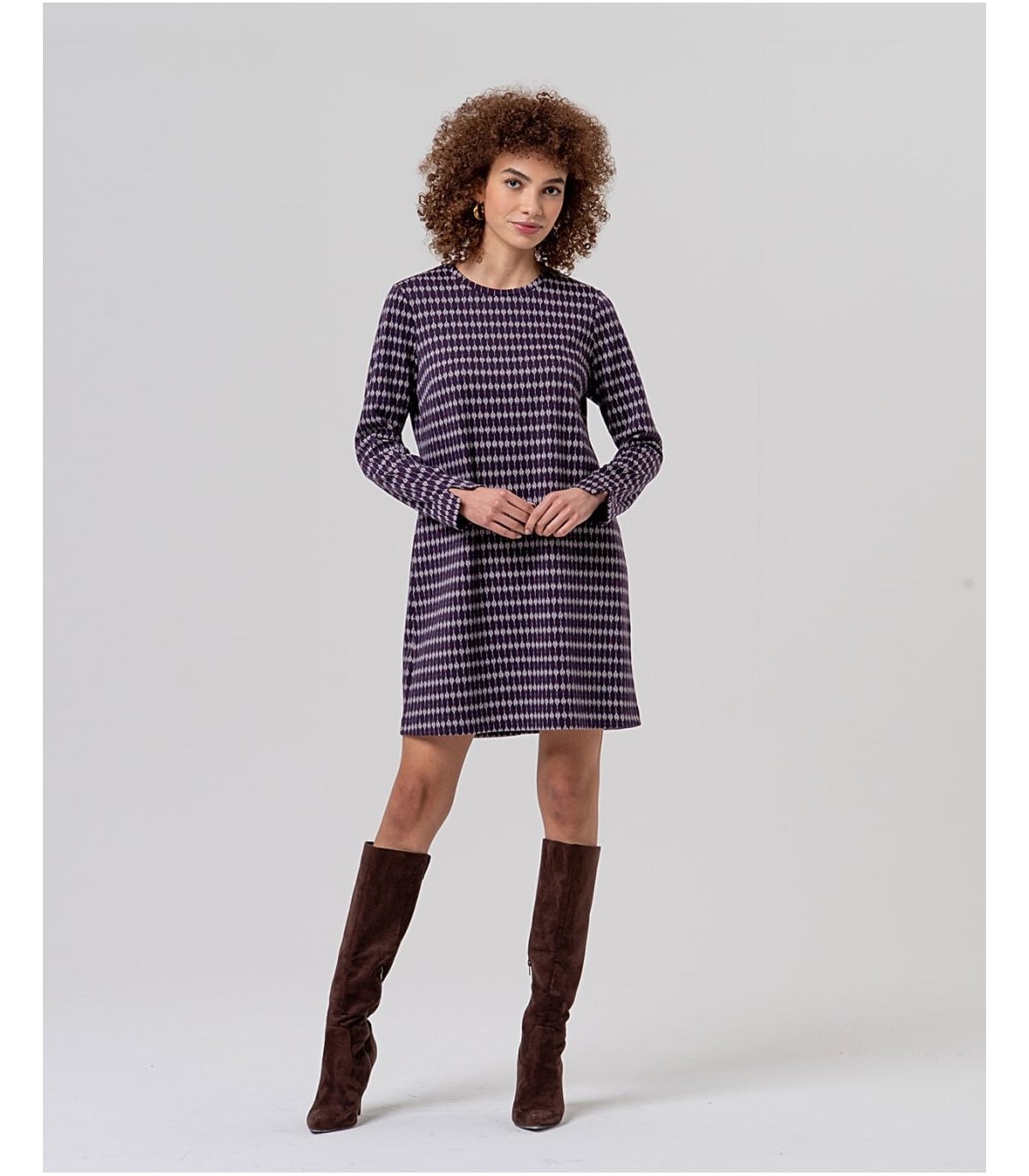 SURKANA Vestido corto morado estampado jacquard