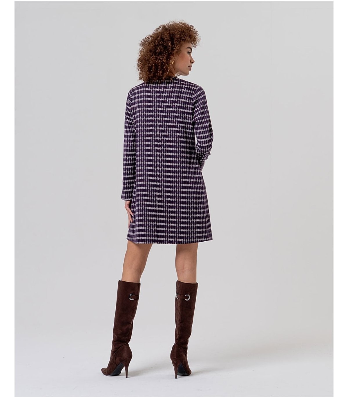 SURKANA Vestido corto morado estampado jacquard