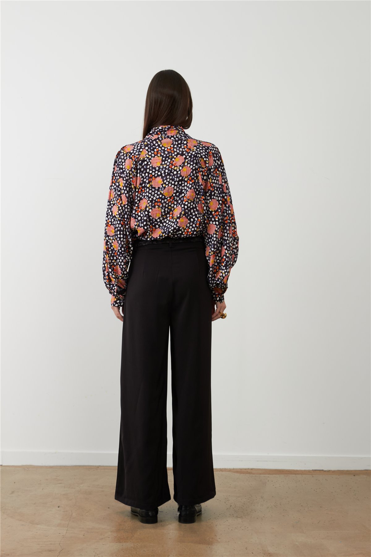 Orfeo Camisa Lisa estampada de mangas abullonadas