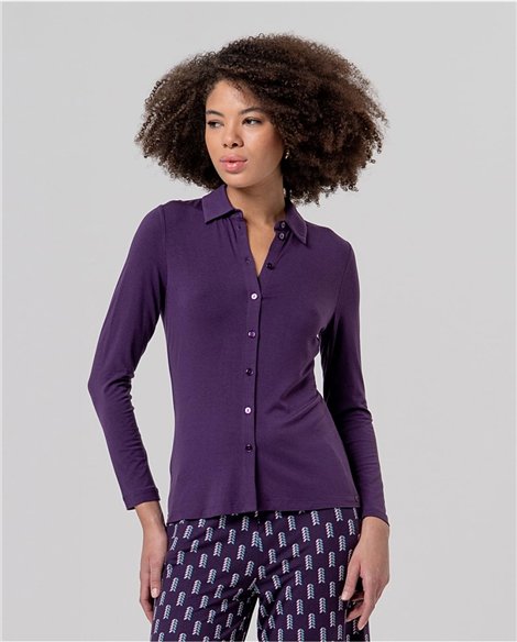 SURKANA Camisa de corte recto color morado