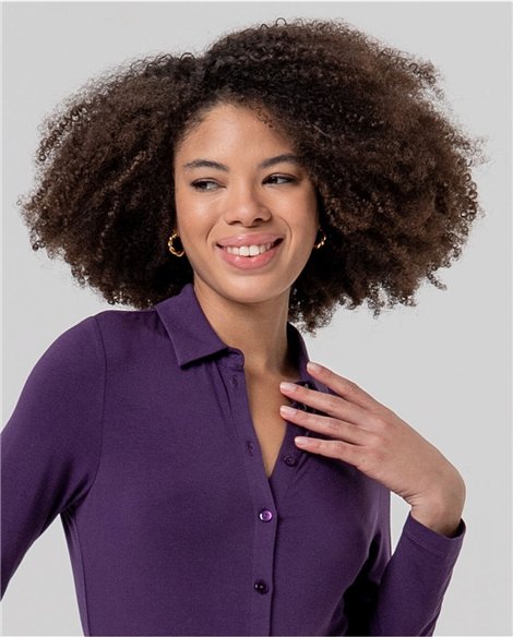 SURKANA Camisa de corte recto color morado