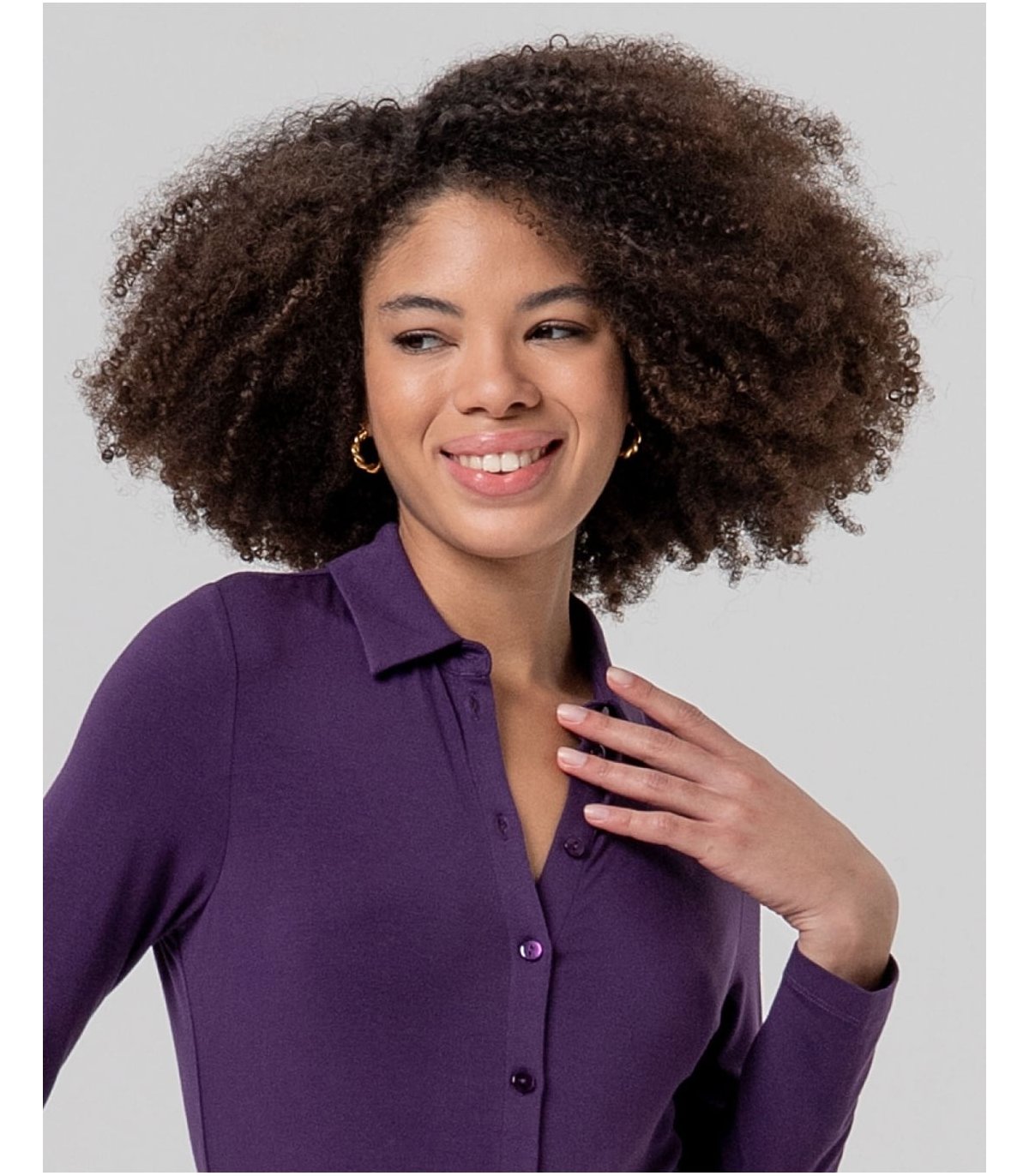 SURKANA Camisa de corte recto color morado