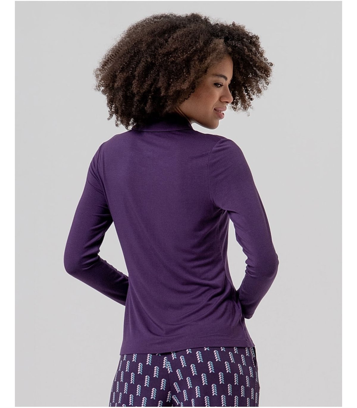 SURKANA Camisa de corte recto color morado