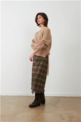 Orfeo Jersey Siloe color beige con trenzado y lazada
