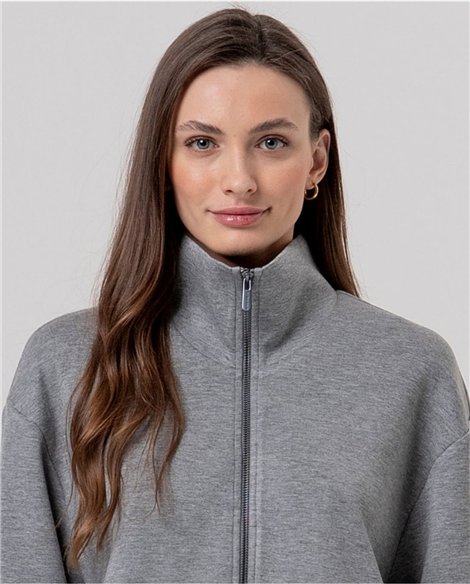 SURKANA Chaqueta estilo bomber color gris con bordado en la espalda