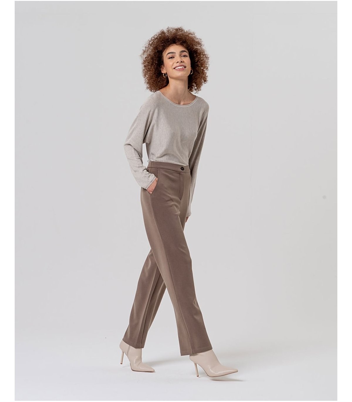 SURKANA Pantalón recto color taupe