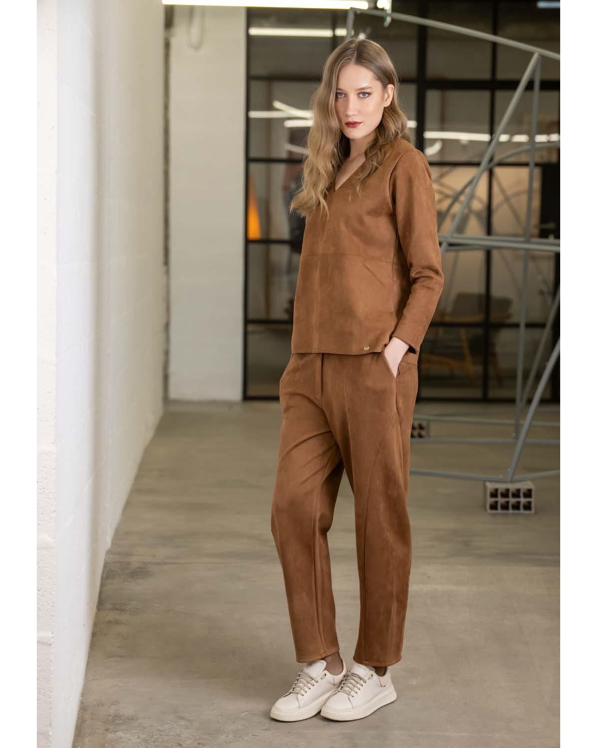Scusi Jersey efecto antelina marrón