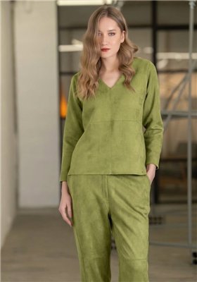 Scusi Jersey efecto antelina verde