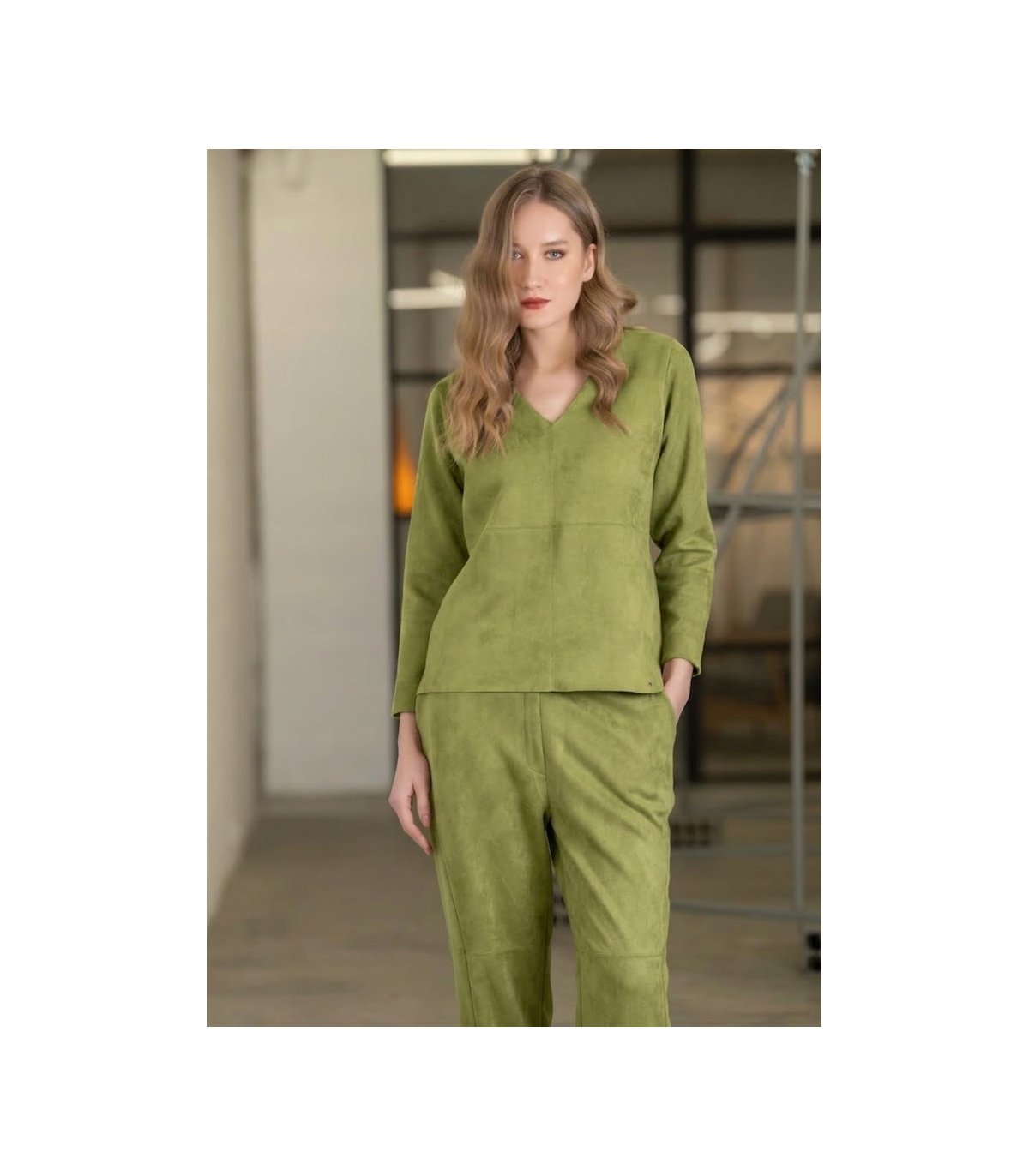 Scusi Jersey efecto antelina verde