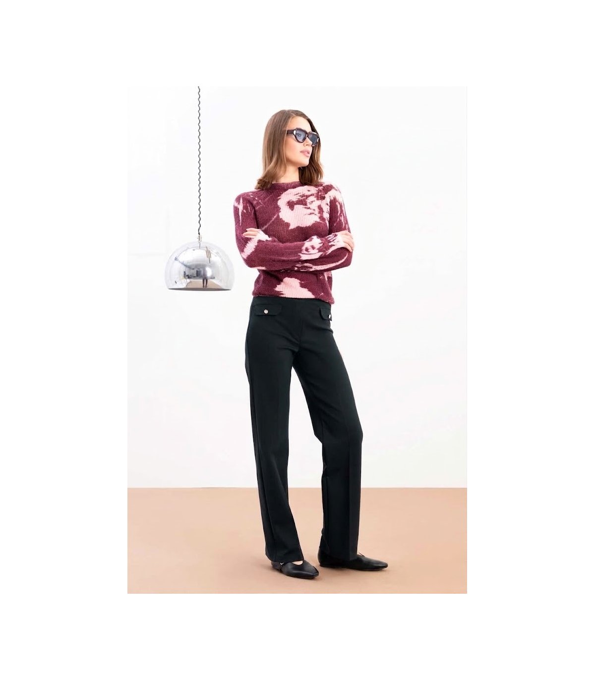 Zoe Pantalón de corte recto color negro