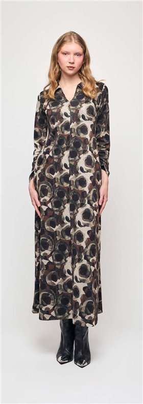 Malena Vestido Ilia estampado con cuello solapa