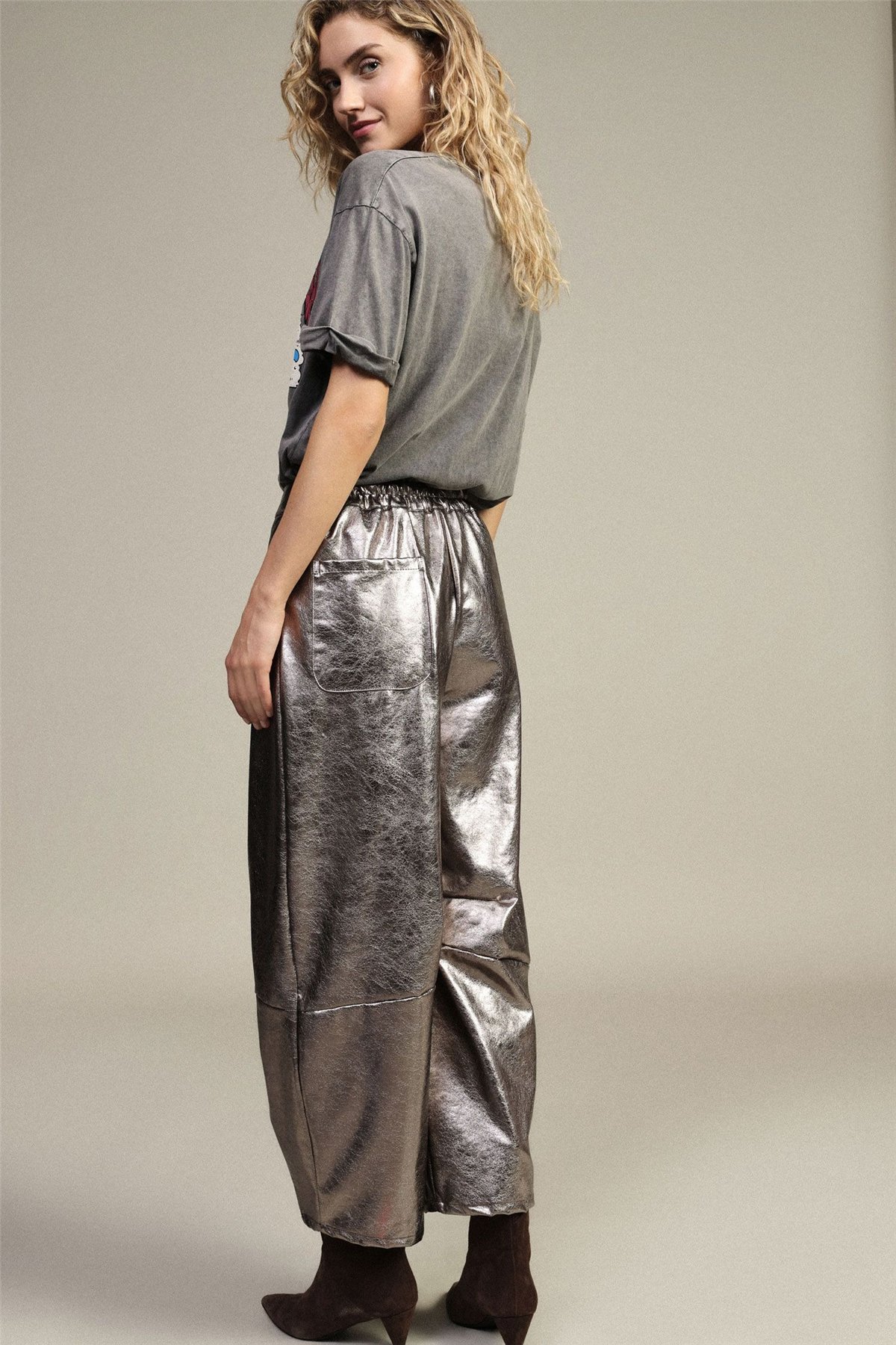 Dixie Pantalón ancho en tejido metalizado