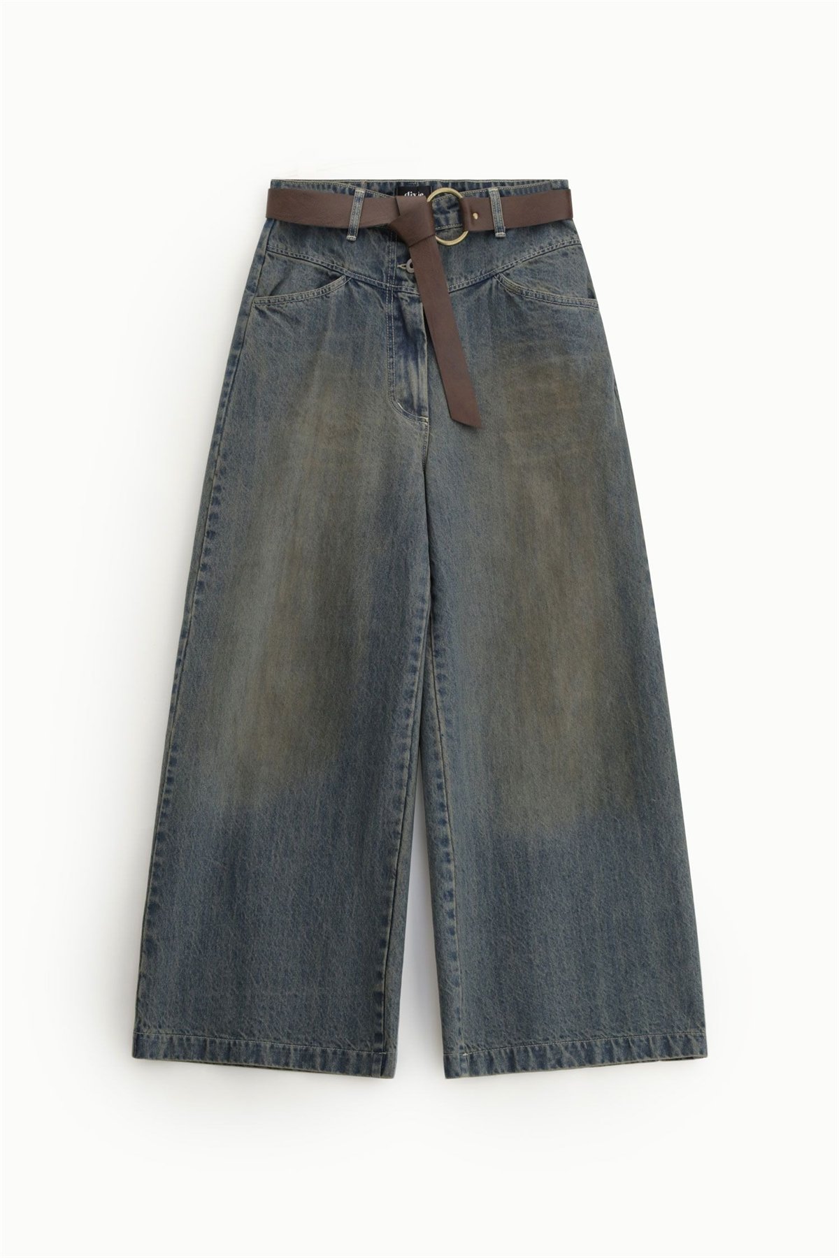 Dixie Jeans de pernera ancha con cinturón de piel ajustable