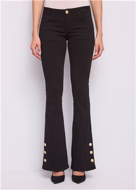 GAUDI Pantalón de sarga color negro con botones dorados
