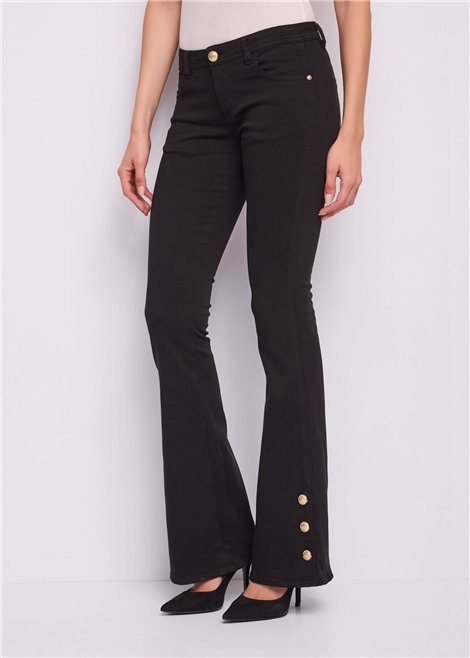 GAUDI Pantalón de sarga color negro con botones dorados