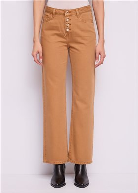 GAUDI Pantalón recto mostaza con botones joya