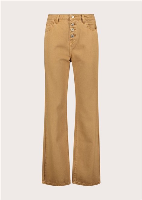 GAUDI Pantalón recto mostaza con botones joya