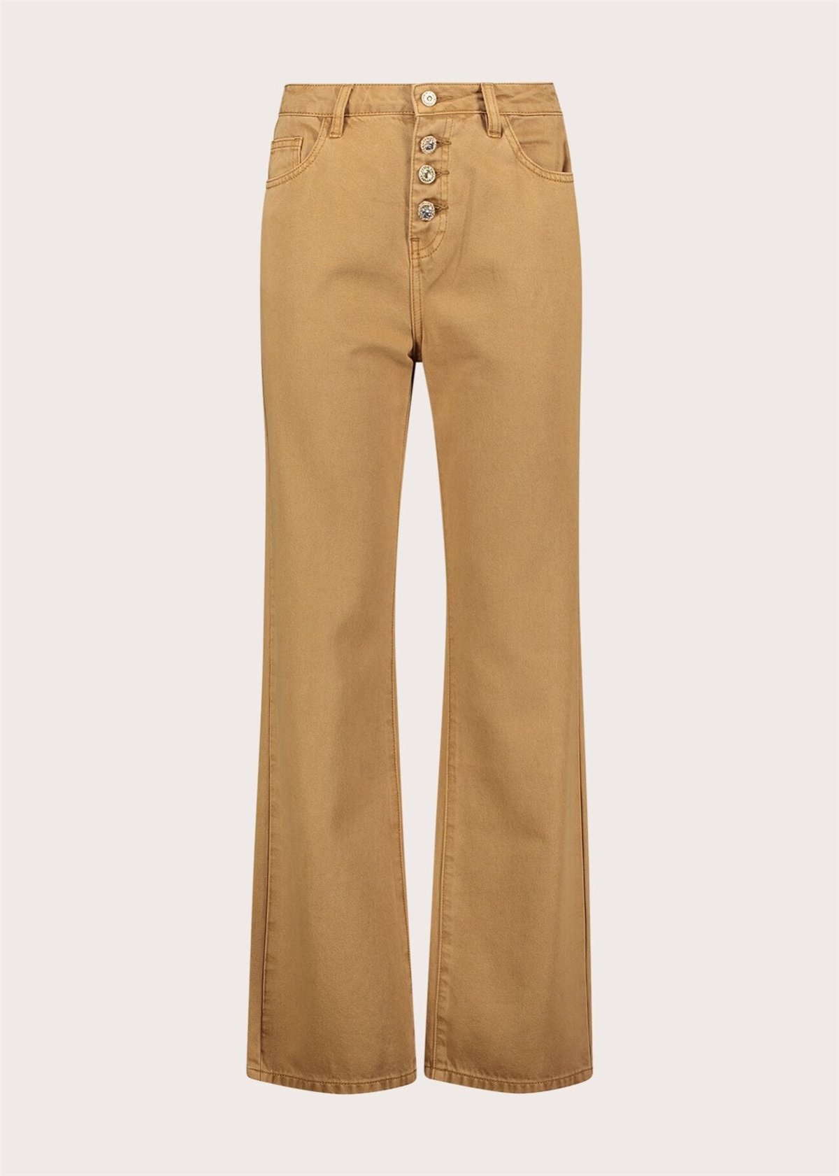 GAUDI Pantalón recto mostaza con botones joya