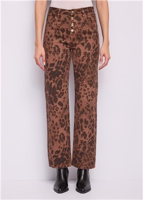 GAUDI Pantalón animal print con botones dorados