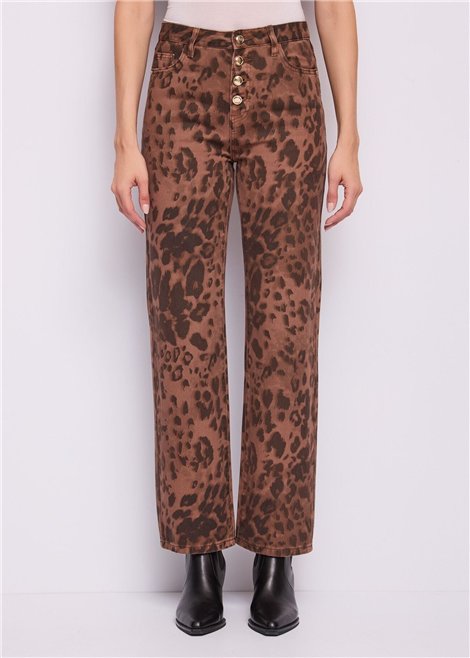 GAUDI Pantalón animal print con botones dorados