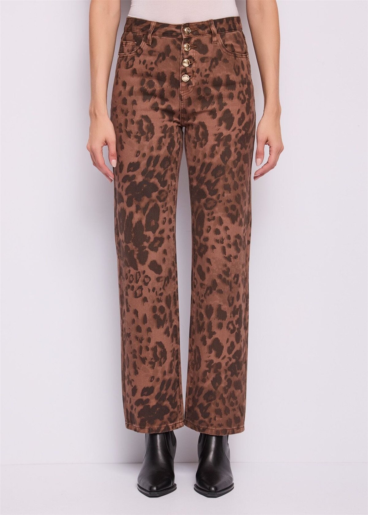 GAUDI Pantalón animal print con botones dorados