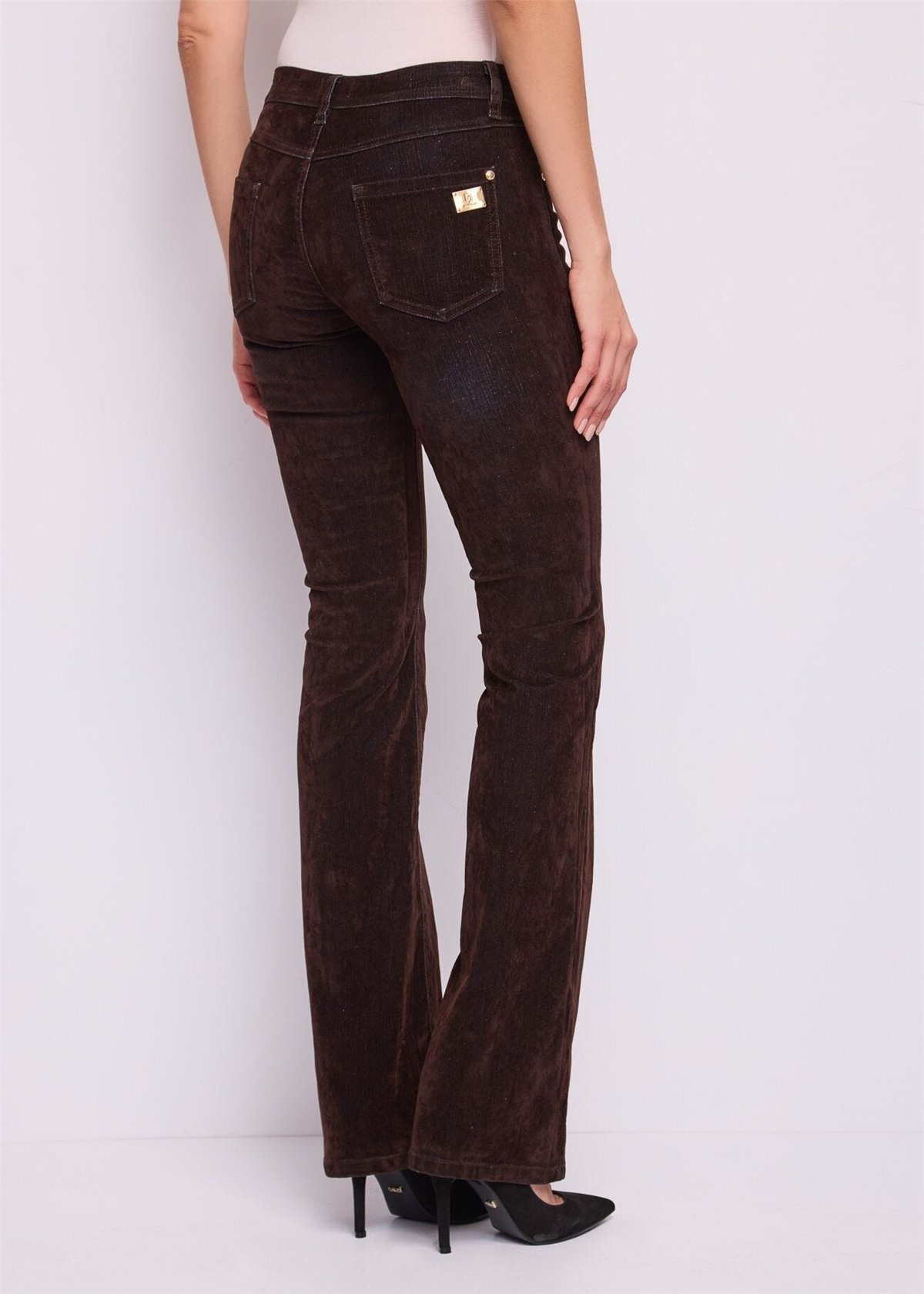 GAUDI Pantalón efecto antelina color chocolate