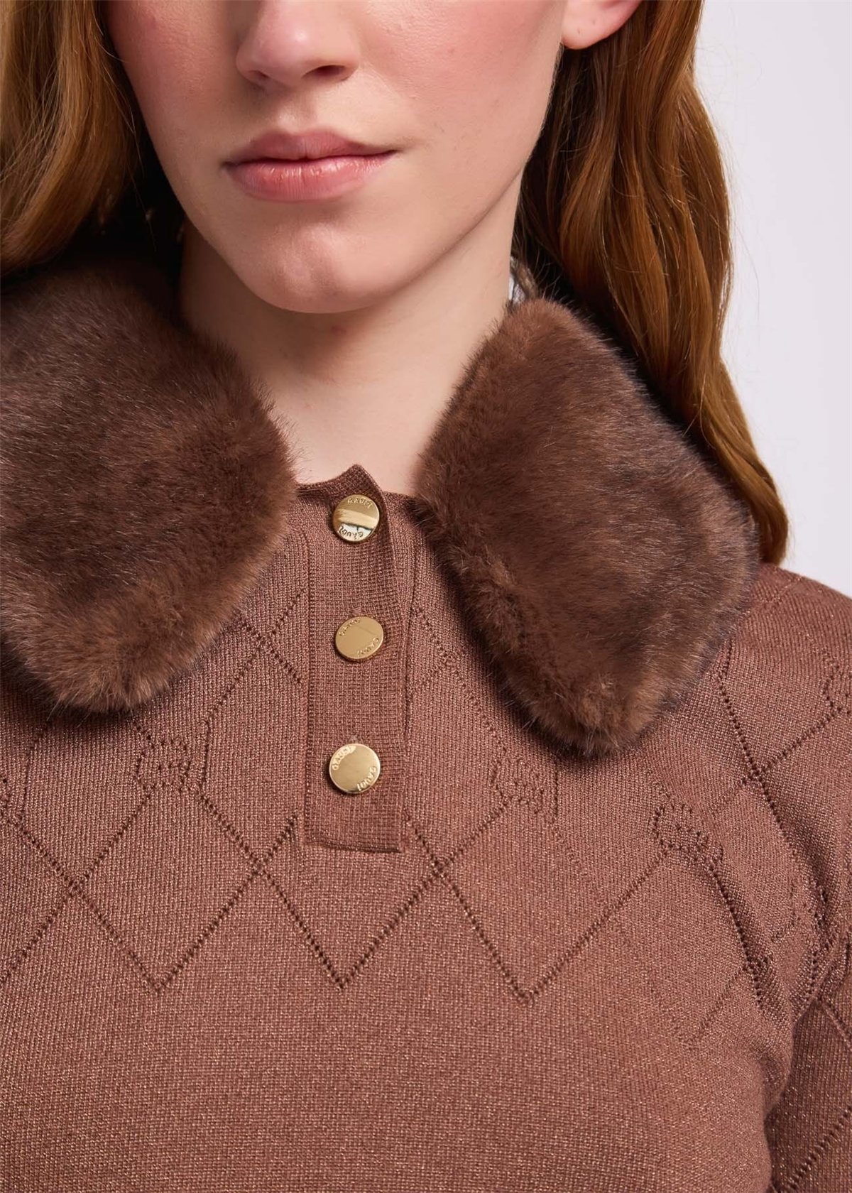 GAUDI Jersey de cuello polo con detalle lurex