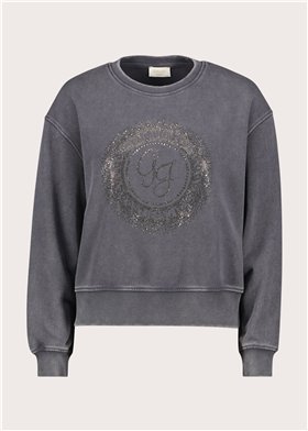 GAUDI Sudadera color gris con logotipo y pedrería