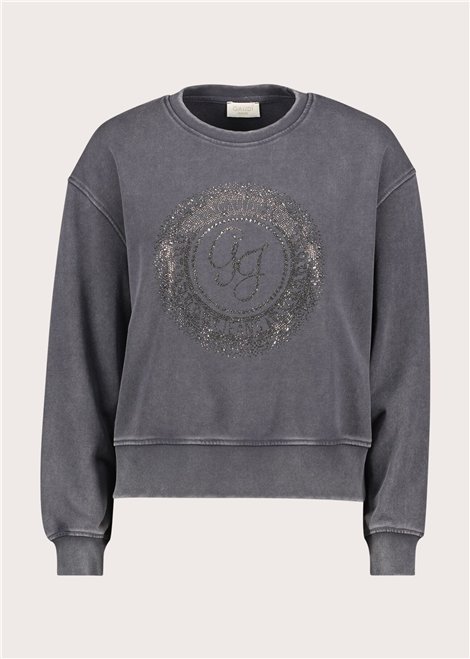 GAUDI Sudadera color gris con logotipo y pedrería