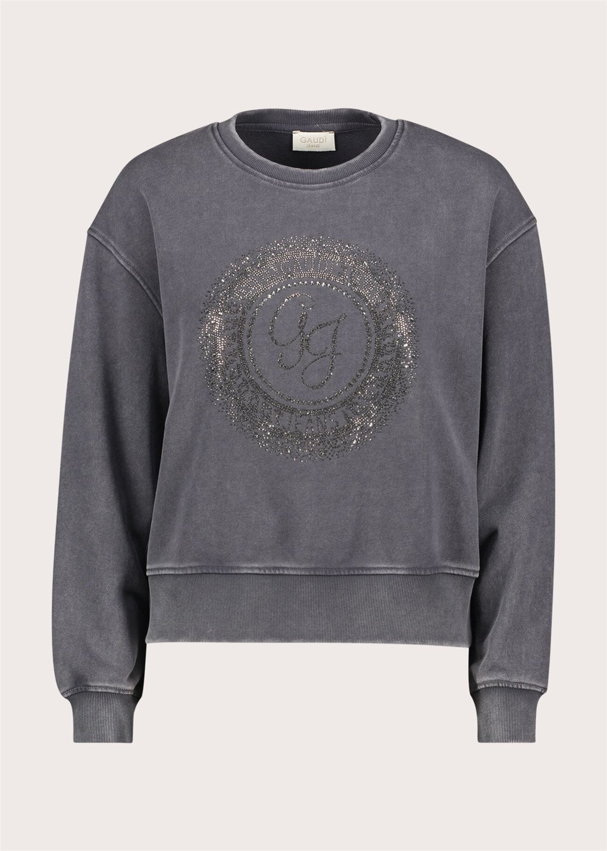 GAUDI Sudadera color gris con logotipo y pedrería