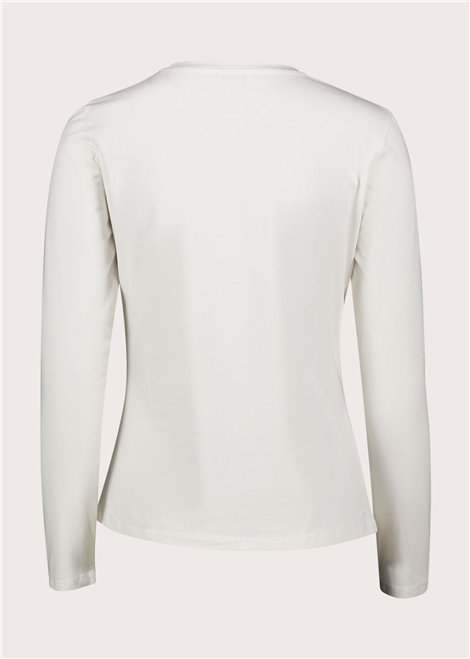 GAUDI Camiseta blanca con estampado gráfico y strass