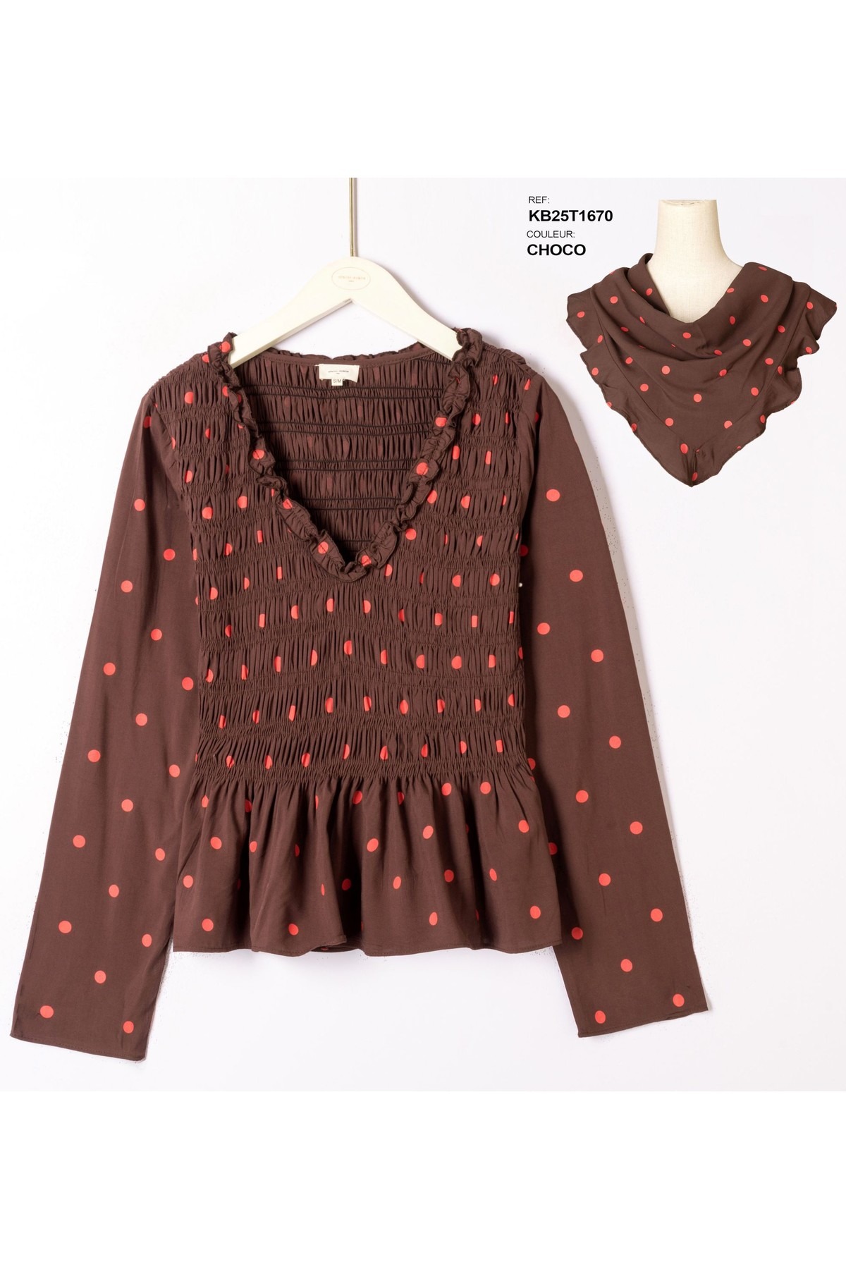 atelier evene Blusa combinada nido de abeja