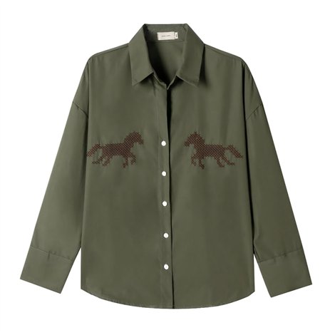 ATEV Camisa verde militar con bordado