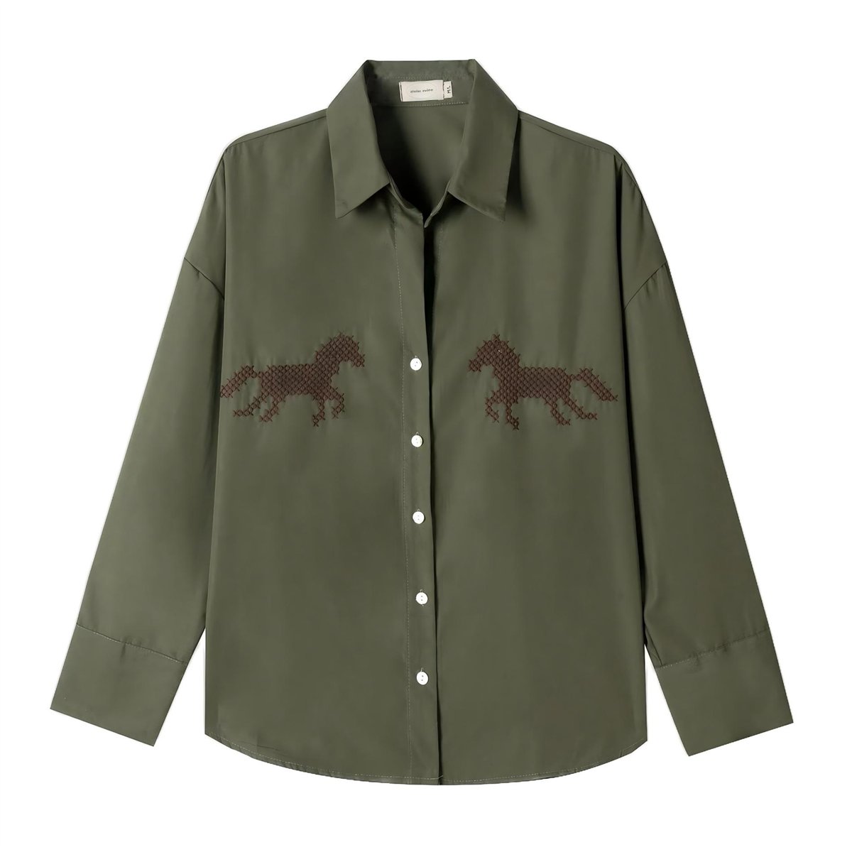 ATEV Camisa verde militar con bordado