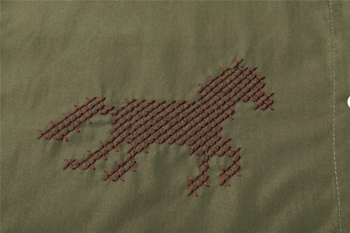 ATEV Camisa verde militar con bordado